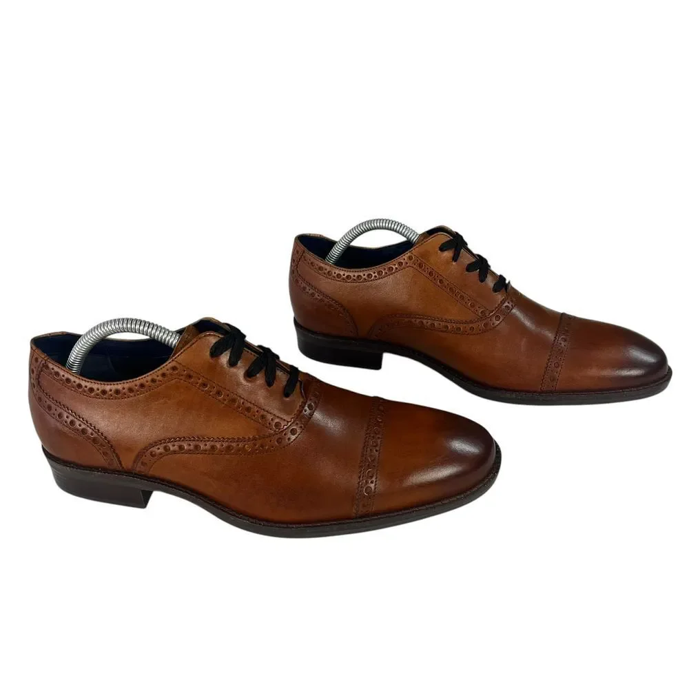 Cole Haan Ross Dustin‎ Cap Brown Leather Wingtip Oxford Shoes Mens Size 8.5